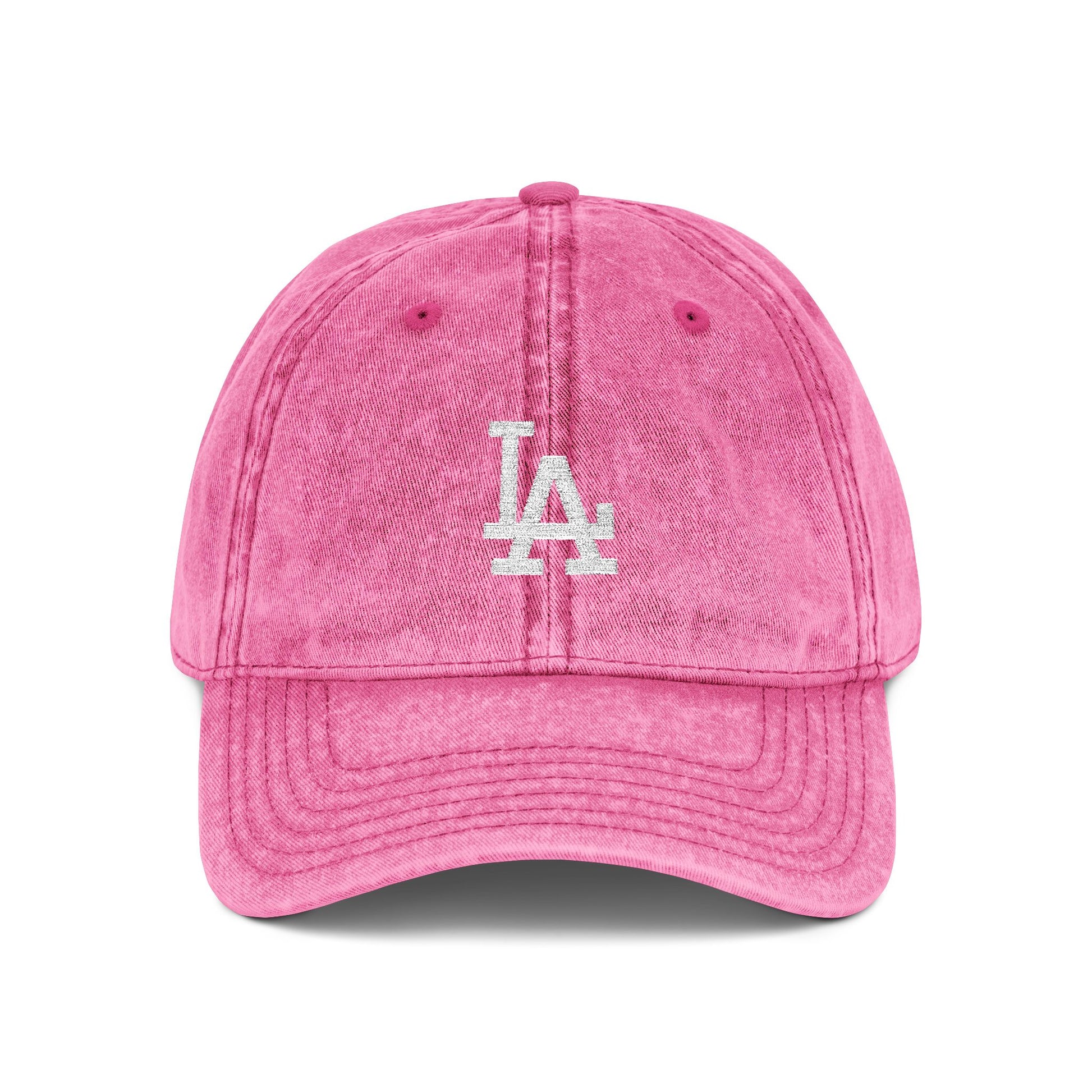 Vintage Embroidered LA Cap — Washed Red Baseball Hat Hats Printify One size Pink