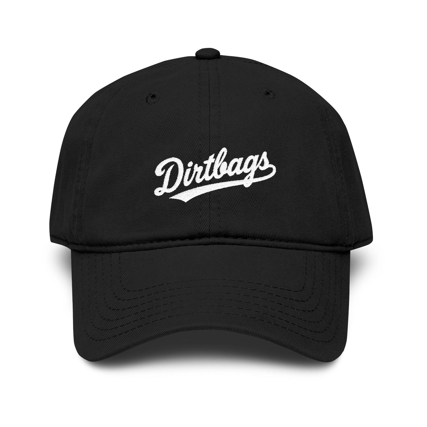 Dirtbags Script Baseball Cap — Washed Cotton Vintage Dad Hat Hats Printify One size Black