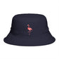 Flamingo Embroidered Bucket Hat — Brown Tropical Summer Sun Hat Hats Printify One size Navy