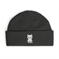 Embroidered Kitten Cuff Beanie
