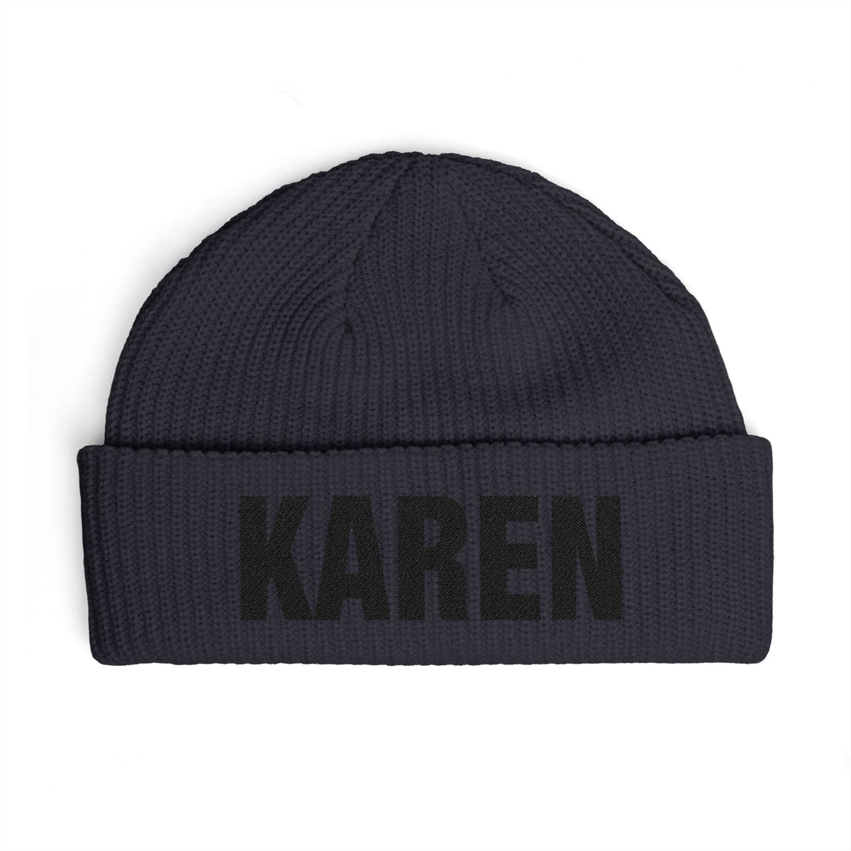 Cuff Beanie — Bold "KAREN" Embroidered Knit Hat Hats Printify One size Navy
