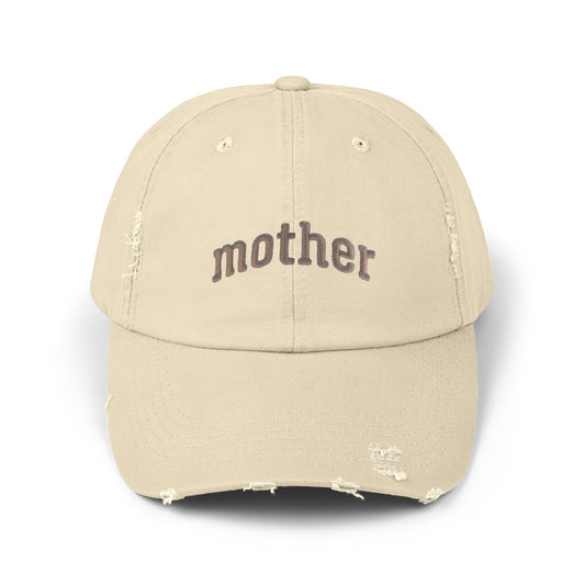 Mother Distressed Baseball Cap — Vintage Mom Hat, Casual Everyday Mom Gift Hats Printify Stone One size