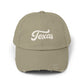 Texas Distressed Baseball Cap — Vintage Script Embroidered Hat Hats Printify Light Olive One size