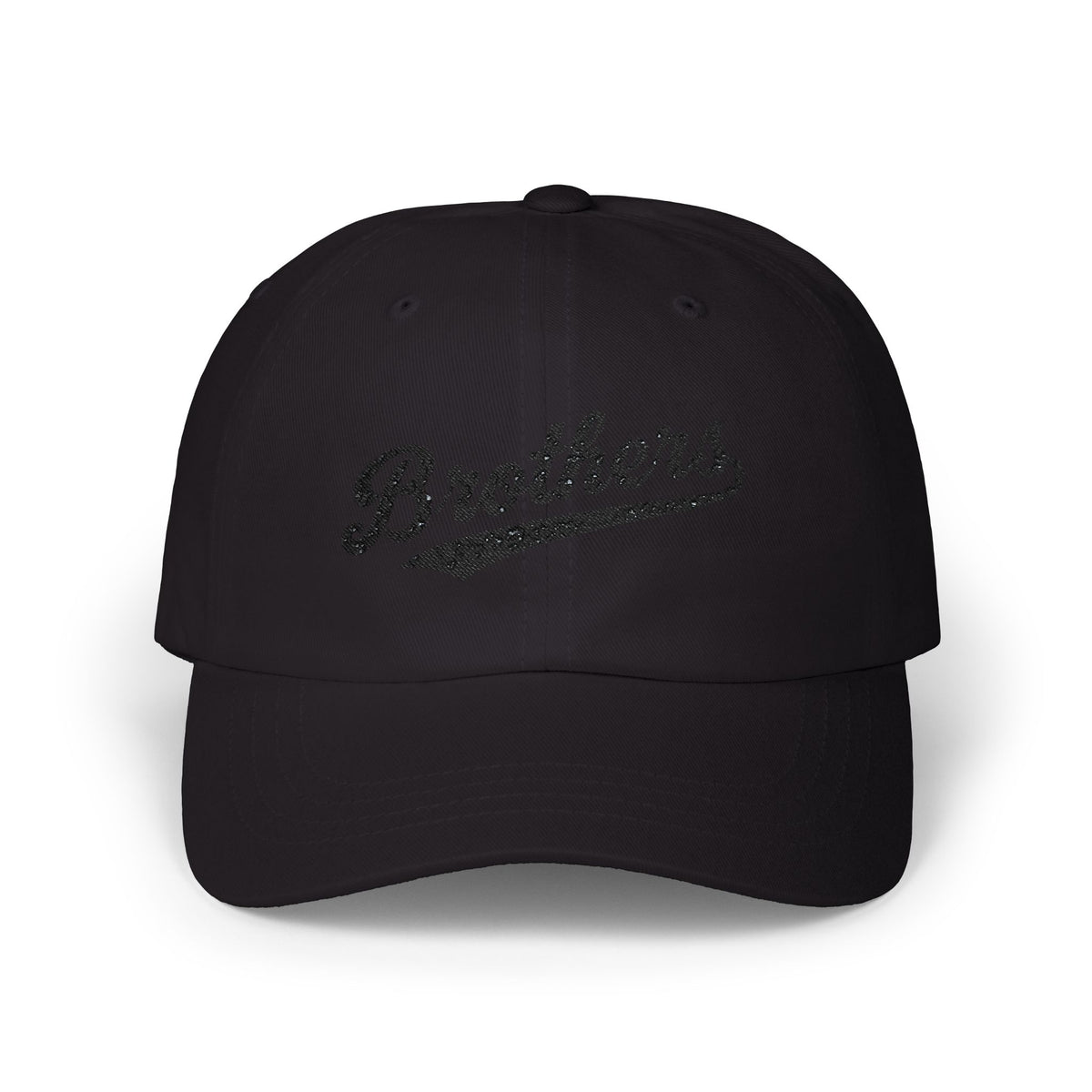 Brothers Dad Cap – Vintage Script Embroidered Baseball Hat Hats Printify Black One size