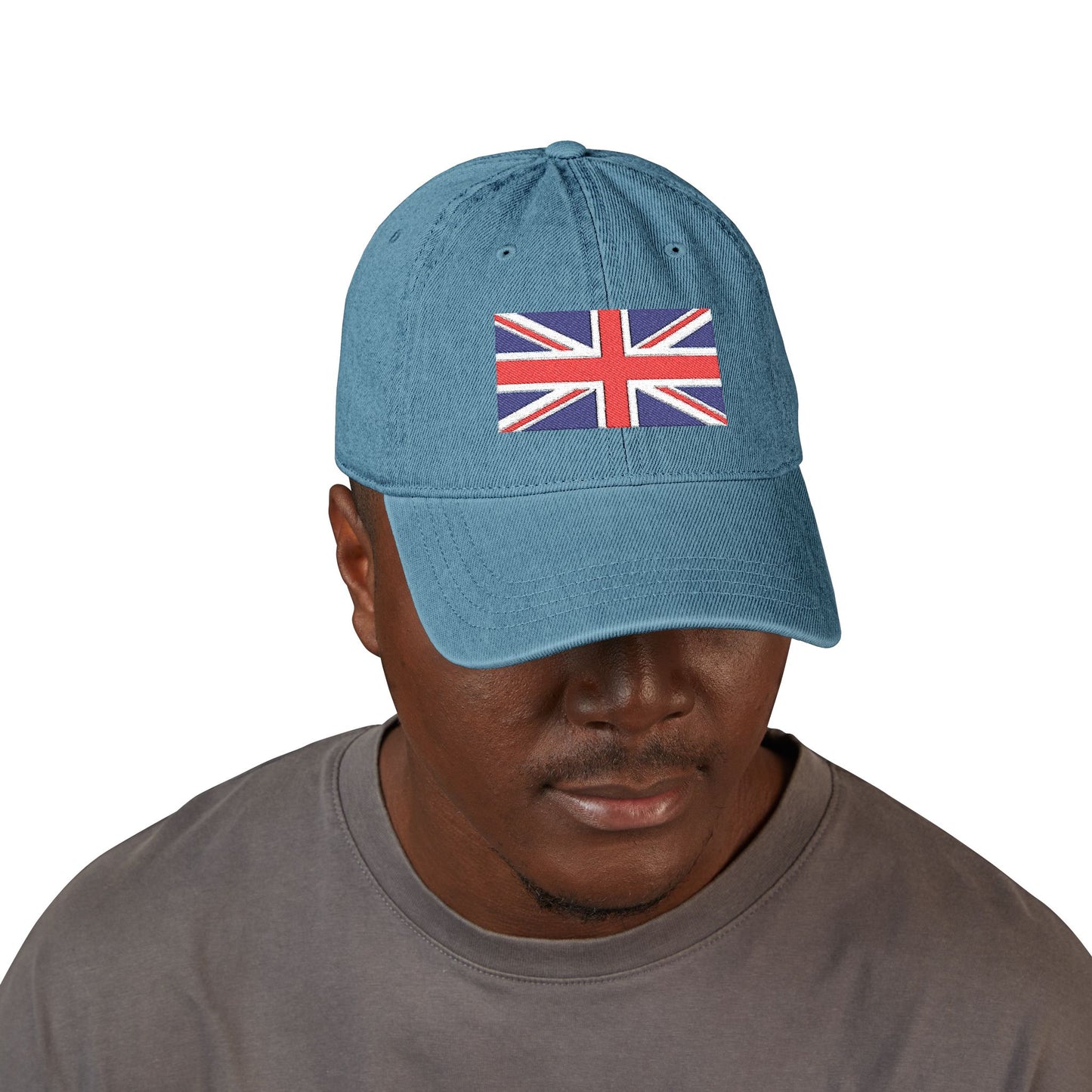 Union Jack Embroidered Denim Hat — British Flag Baseball Cap Hats Printify
