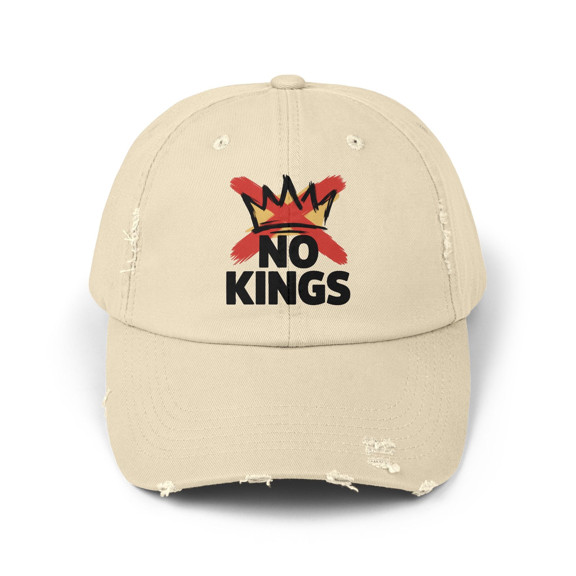 Distressed Black Cap — ‘Kings’ Crown Graphic Dad Hat Hats Printify Stone One size