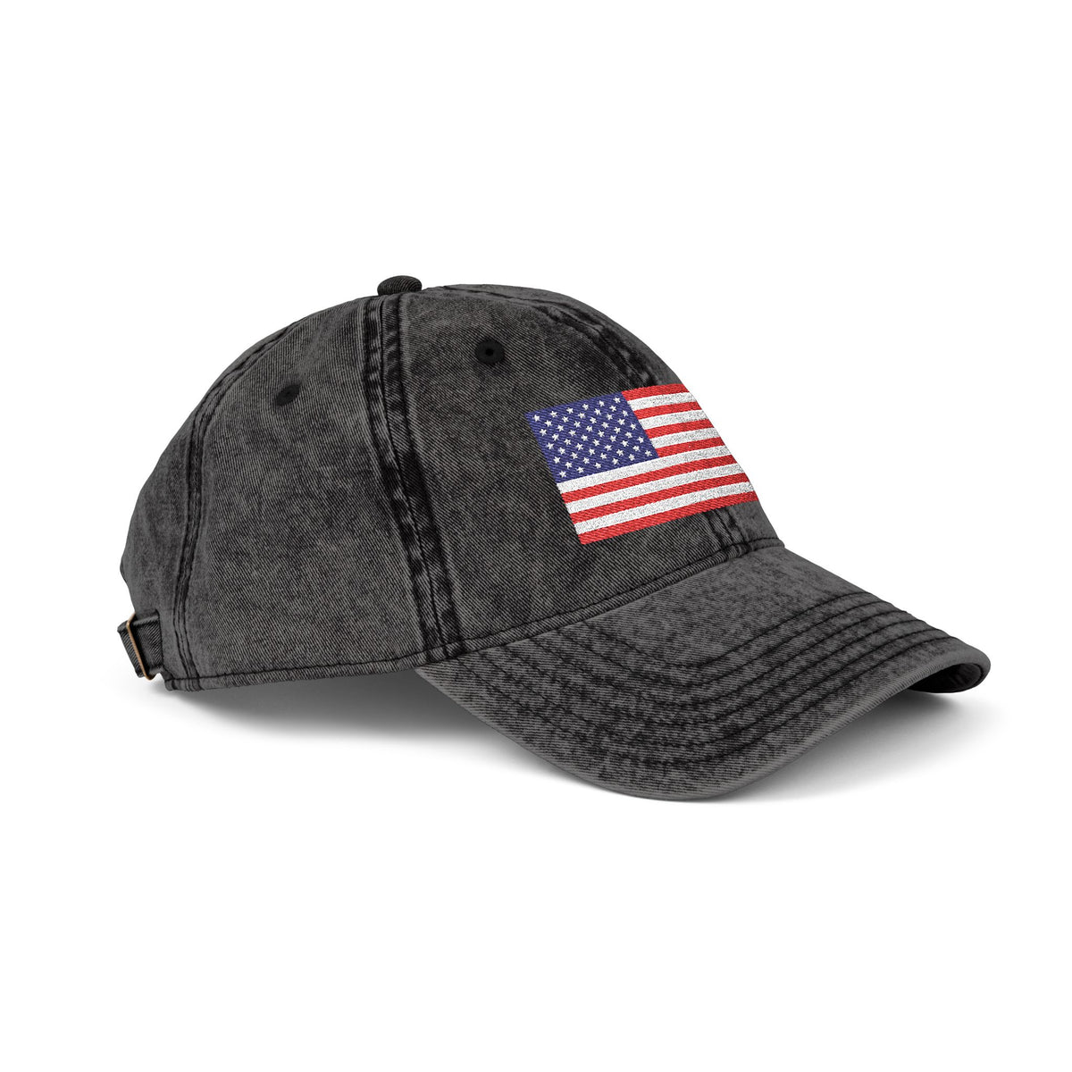 Vintage Washed Dad Hat with Embroidered American Flag — Patriotic Cap for 4th of July & Everyday Wear Hats Printify