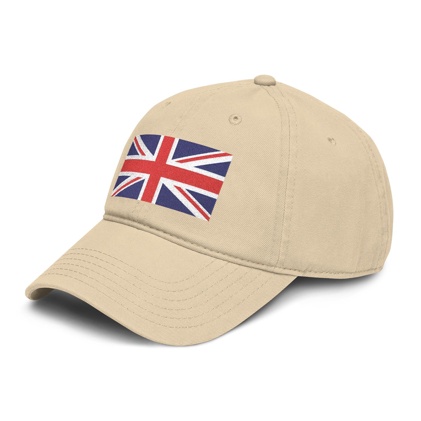 Washed Cotton Baseball Cap with Distressed Union Jack Patch Hats Printify