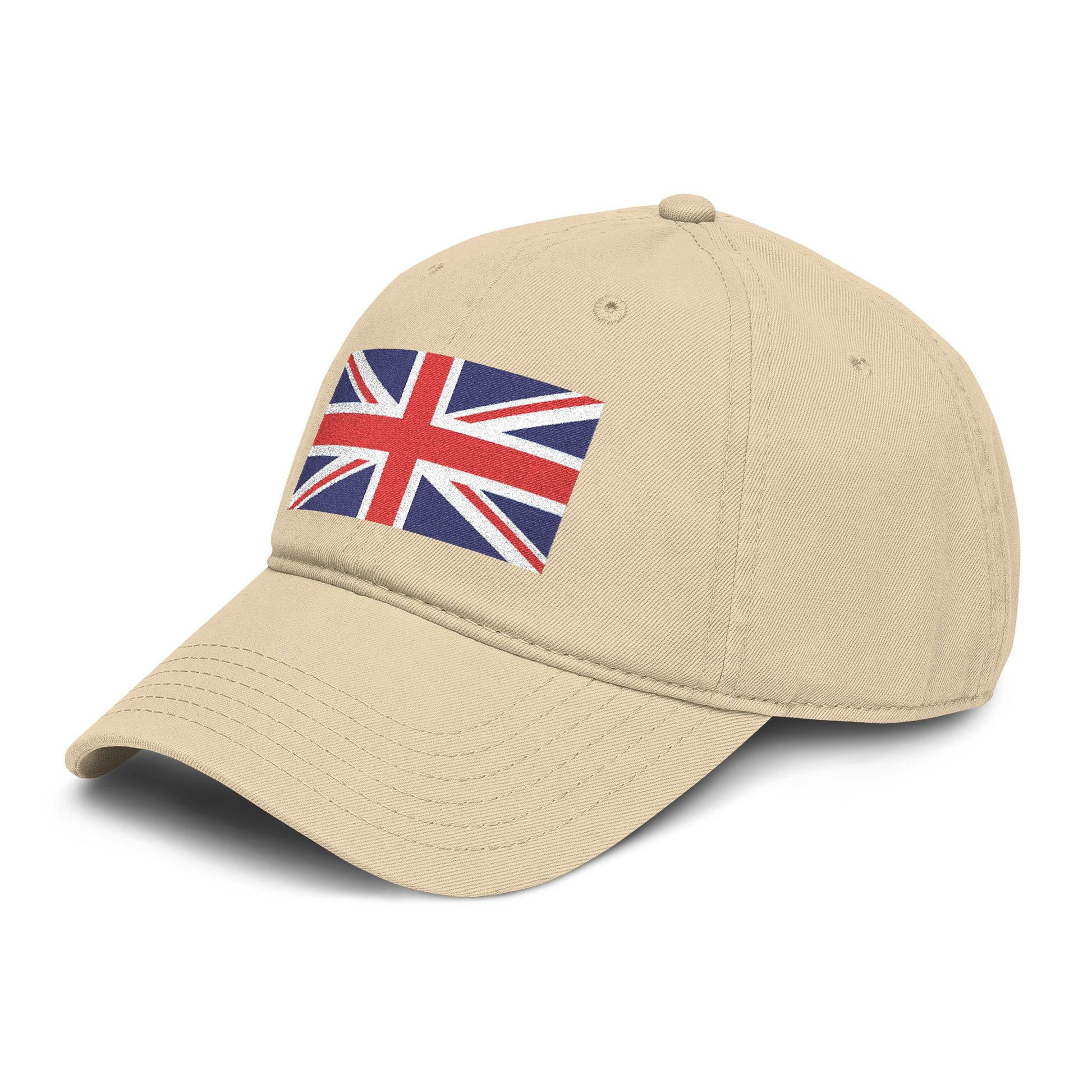 Washed Cotton Baseball Cap with Distressed Union Jack Patch Hats Printify