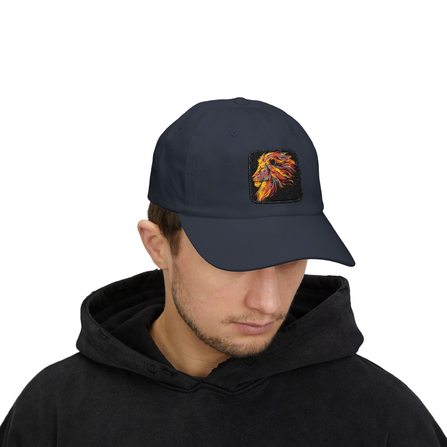 Dad Cap — Embroidered Fiery Lion Patch Baseball Hat