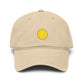 Washed Baseball Cap with Tiny Yellow Tennis Ball Embroidery Hats Printify One size Khaki