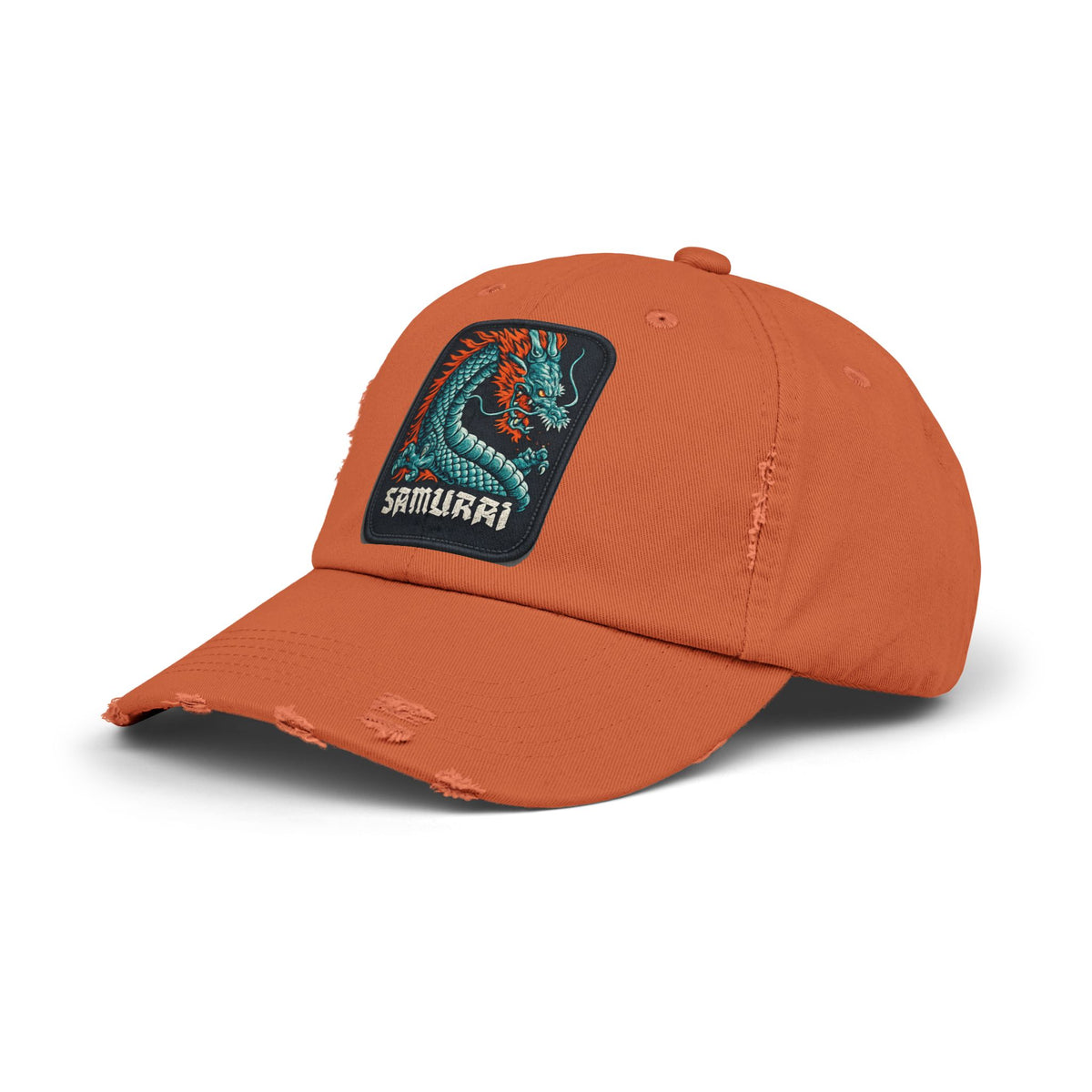 Distressed Samurai Dragon Cap — Vintage Retro Japanese Dragon Baseball Hat Hats Printify