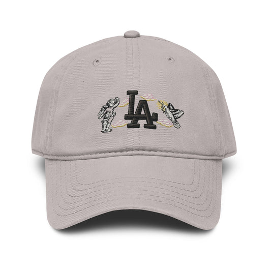 Washed Baseball Cap with LA Embroidered Astronauts Hats Printify One size Gray
