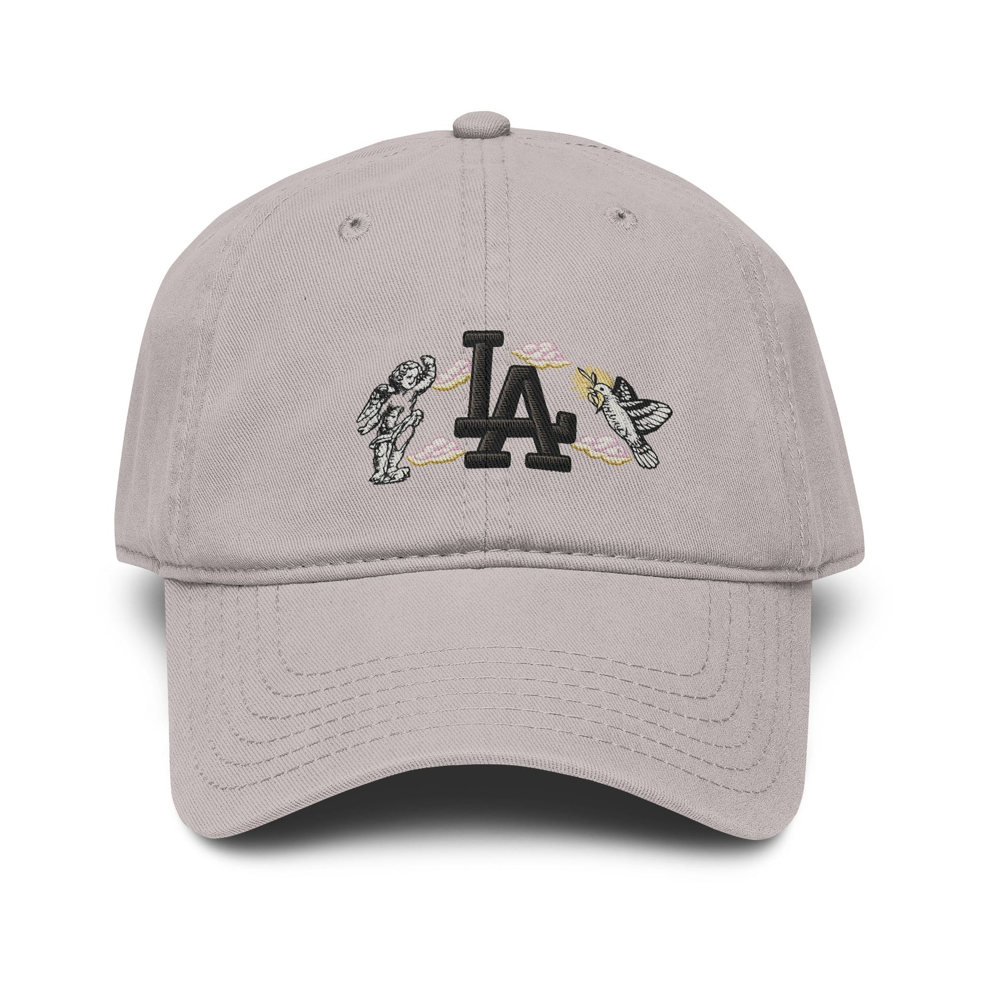 Washed Baseball Cap with LA Embroidered Astronauts Hats Printify One size Gray