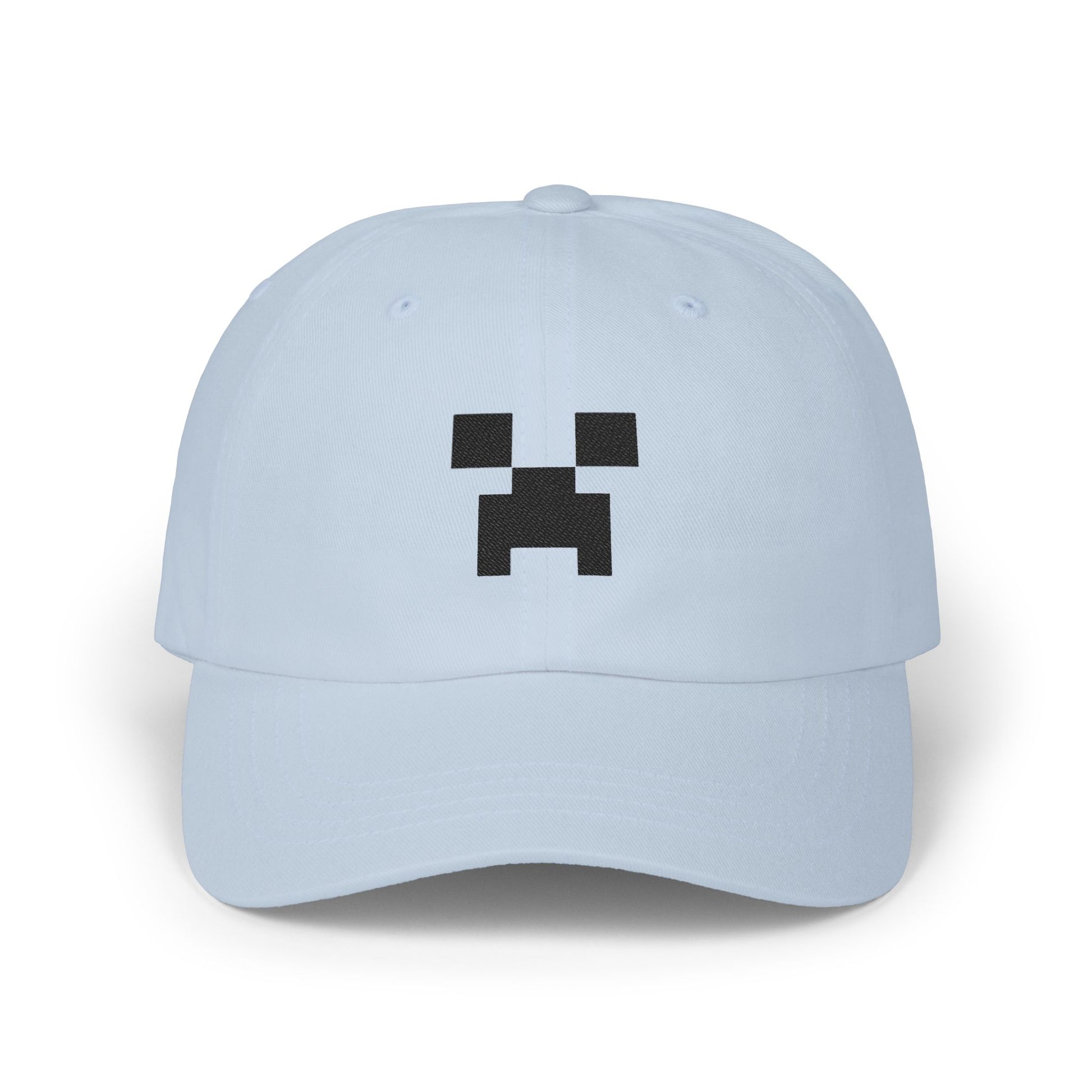 Pixel Creeper Face Cap | Classic Dad Cap, Gaming Dad Hat Hats Printify Light Blue One size