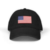 Embroidered American Flag Denim Hat — Classic USA Baseball Cap Hats Printify One size Black
