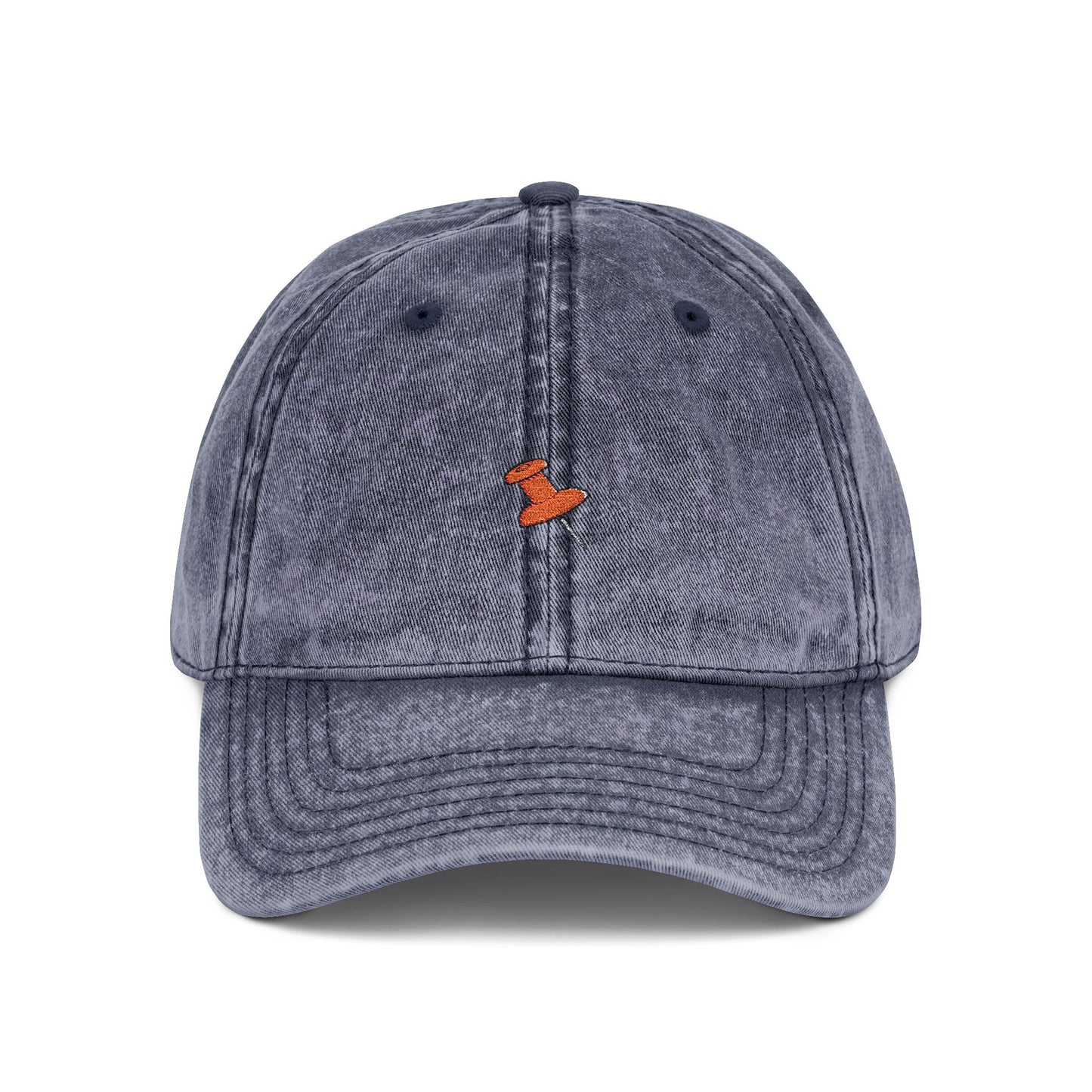 Vintage Embroidered Cap — Retro Washed Baseball Hat with Tiny Fox Patch Hats Printify One size Navy