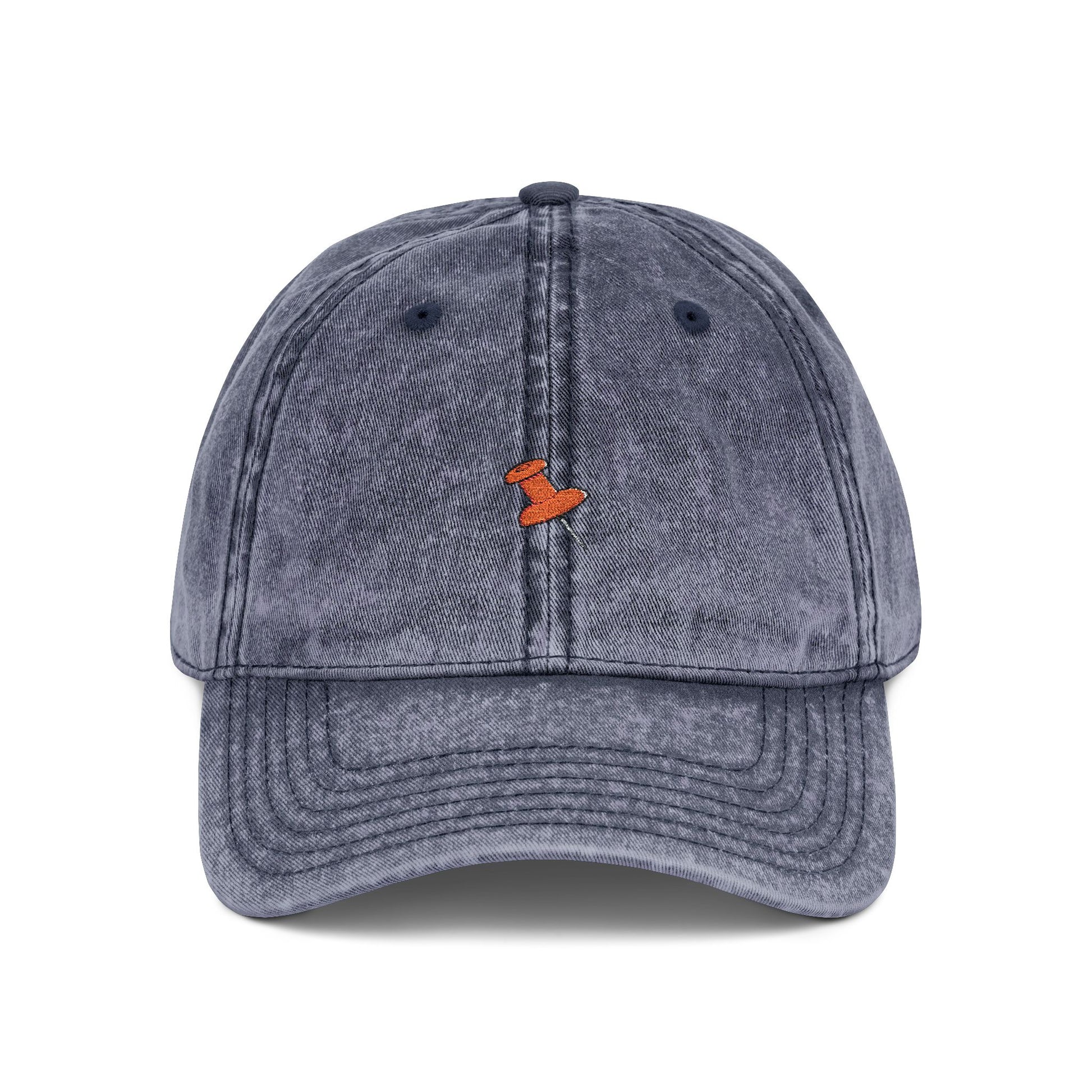 Vintage Embroidered Cap — Retro Washed Baseball Hat with Tiny Fox Patch Hats Printify One size Navy