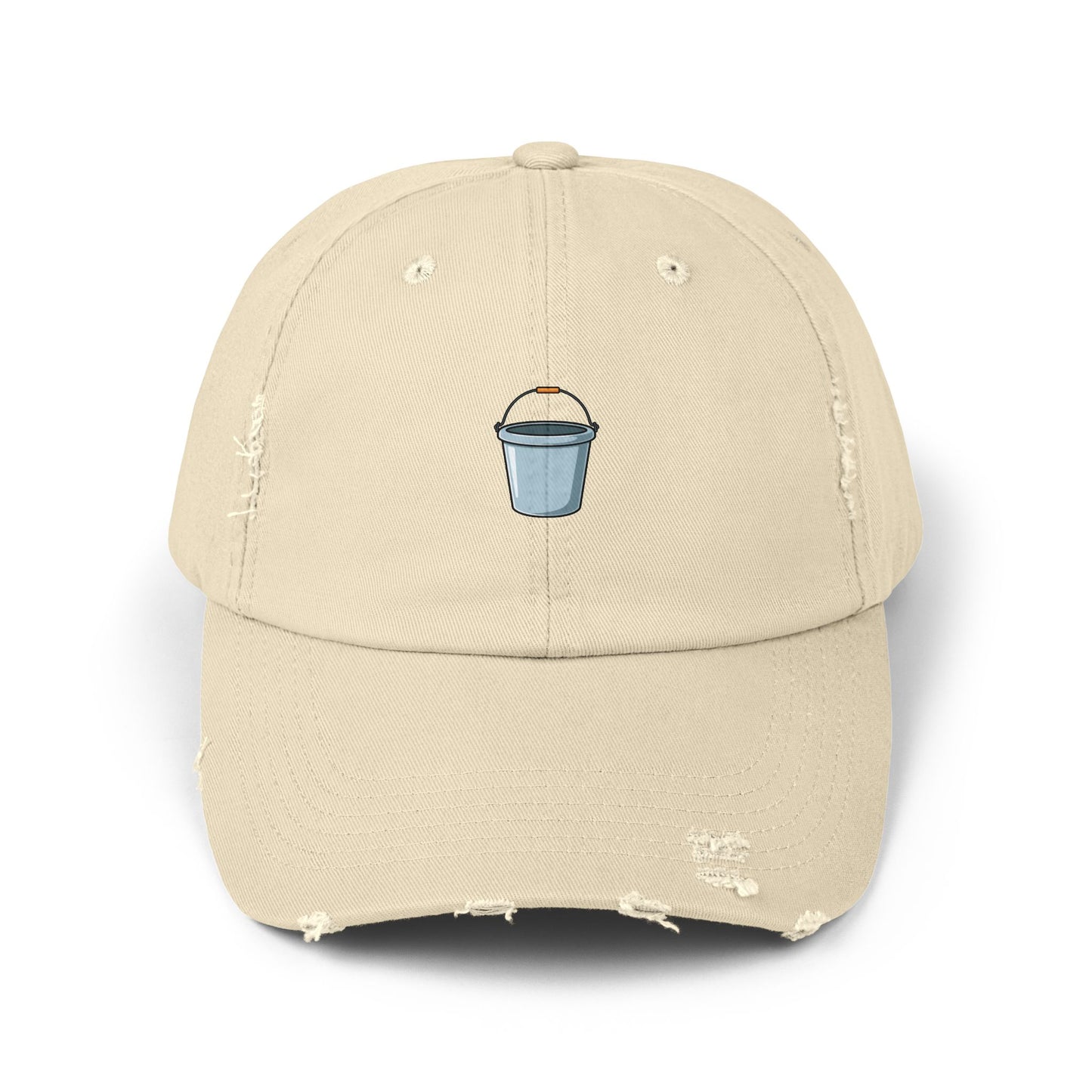Distressed Bucket Hat — Embroidered Ice Bucket Design Cap Hats Printify Stone One size