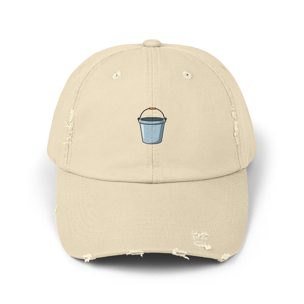 Distressed Bucket Hat — Embroidered Ice Bucket Design Cap Hats Printify Stone One size