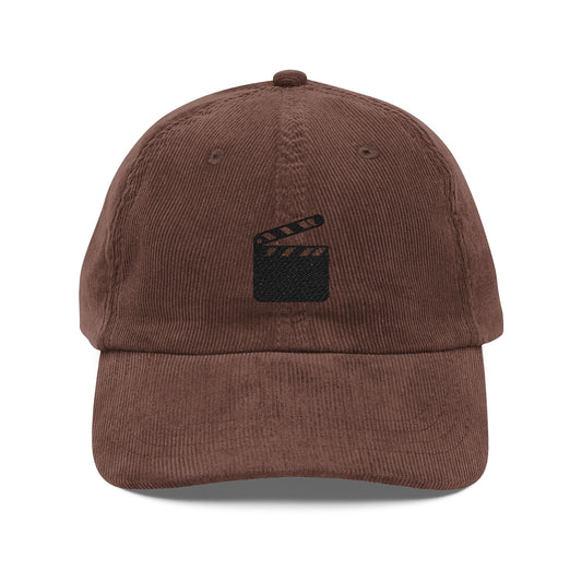Corduroy Baseball Cap with Embroidered Clapperboard – Vintage Film Director Hat