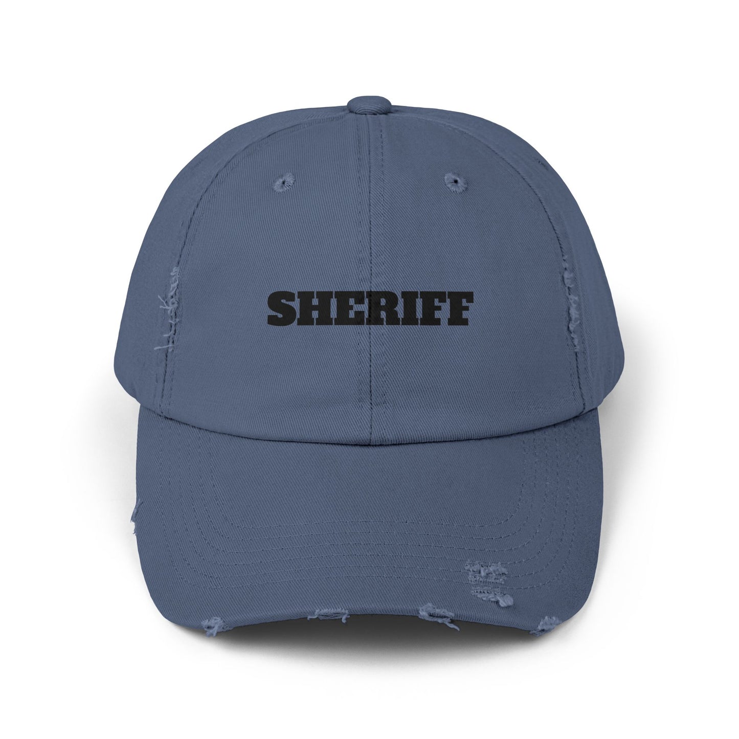 Sheriff Distressed Dad Hat — Vintage Western Sheriff Cap Hats Printify Scotland Blue One size