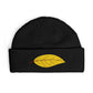 Embroidered Golden Leaf Cuff Beanie Hats Printify One size Black