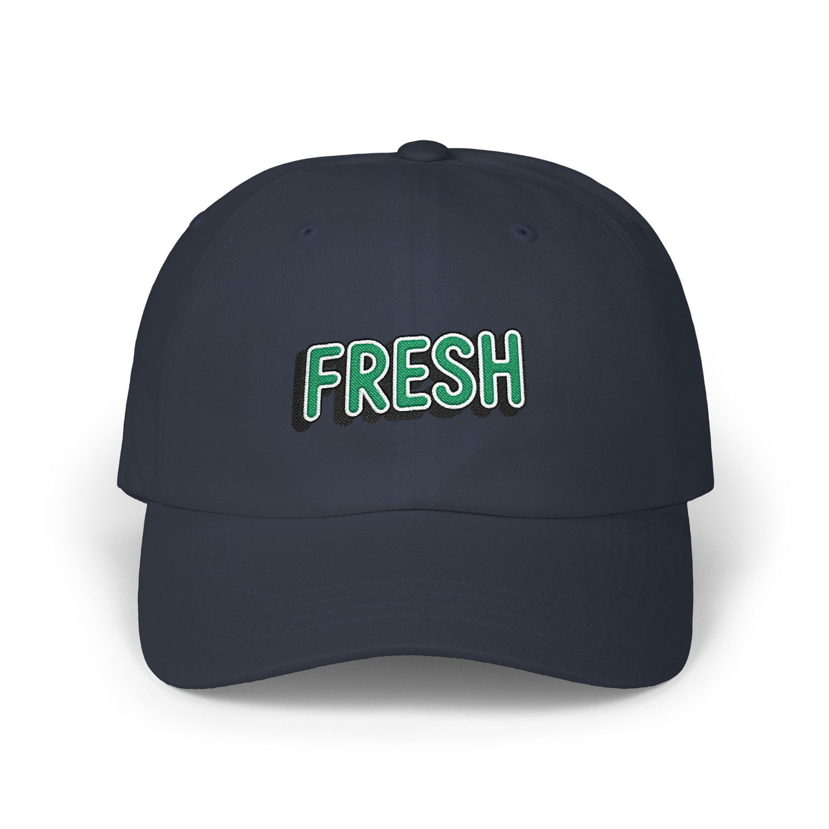 Fresh Embroidered Dad Cap — White Casual Baseball Hat Hats Printify Navy One size