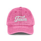 Vintage Embroidered Texas Cap — Distressed Red Baseball Hat Hats Printify One size Pink