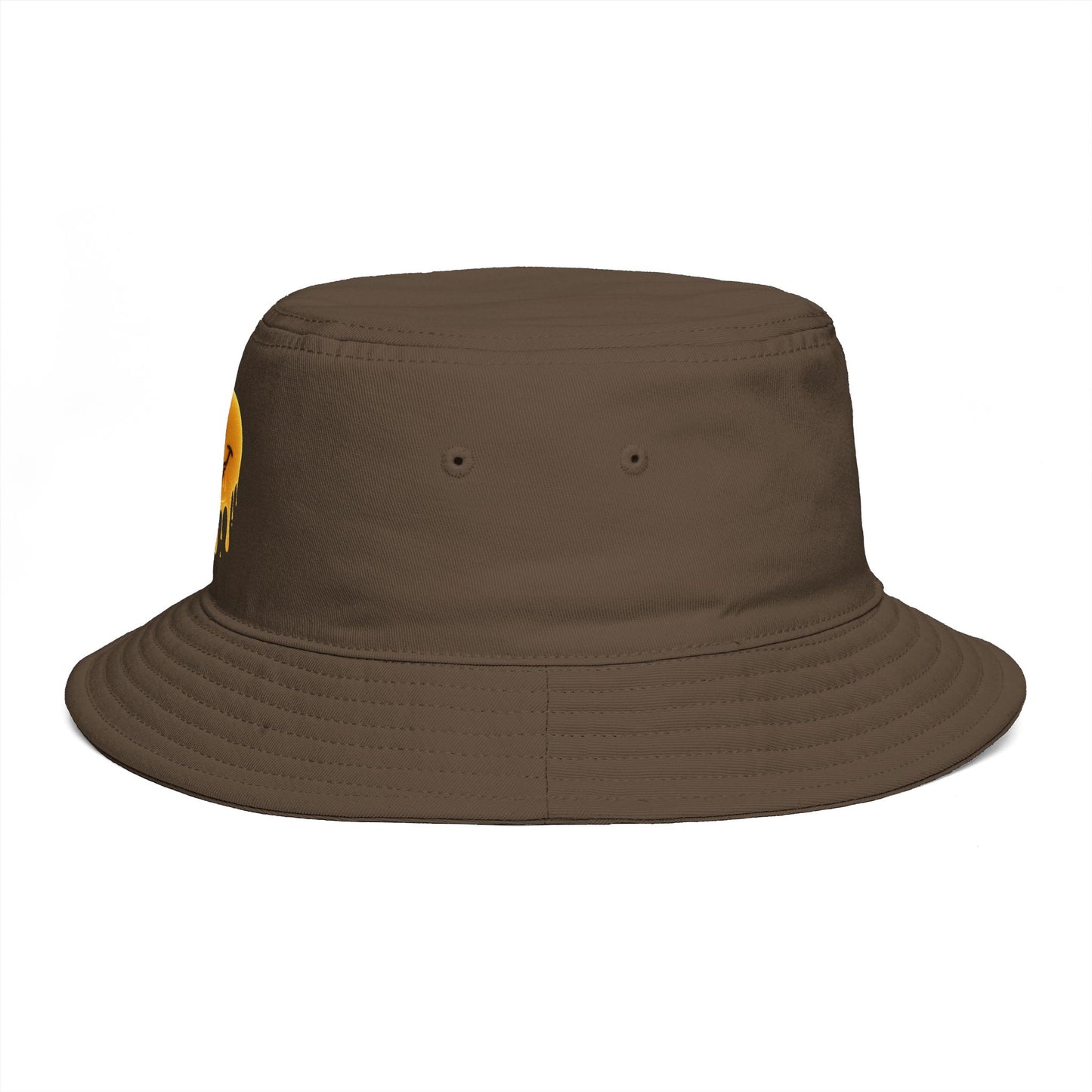 Smiley Drip Bucket Hat — Retro Melted Smile Face Sun Hat
