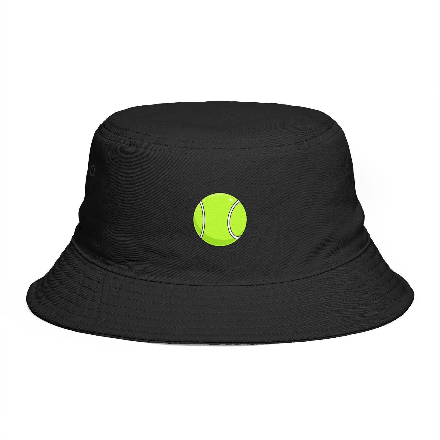 Tennis Ball Brown Bucket Hat — Retro Sport Casual Sun Hat Hats Printify One size Black