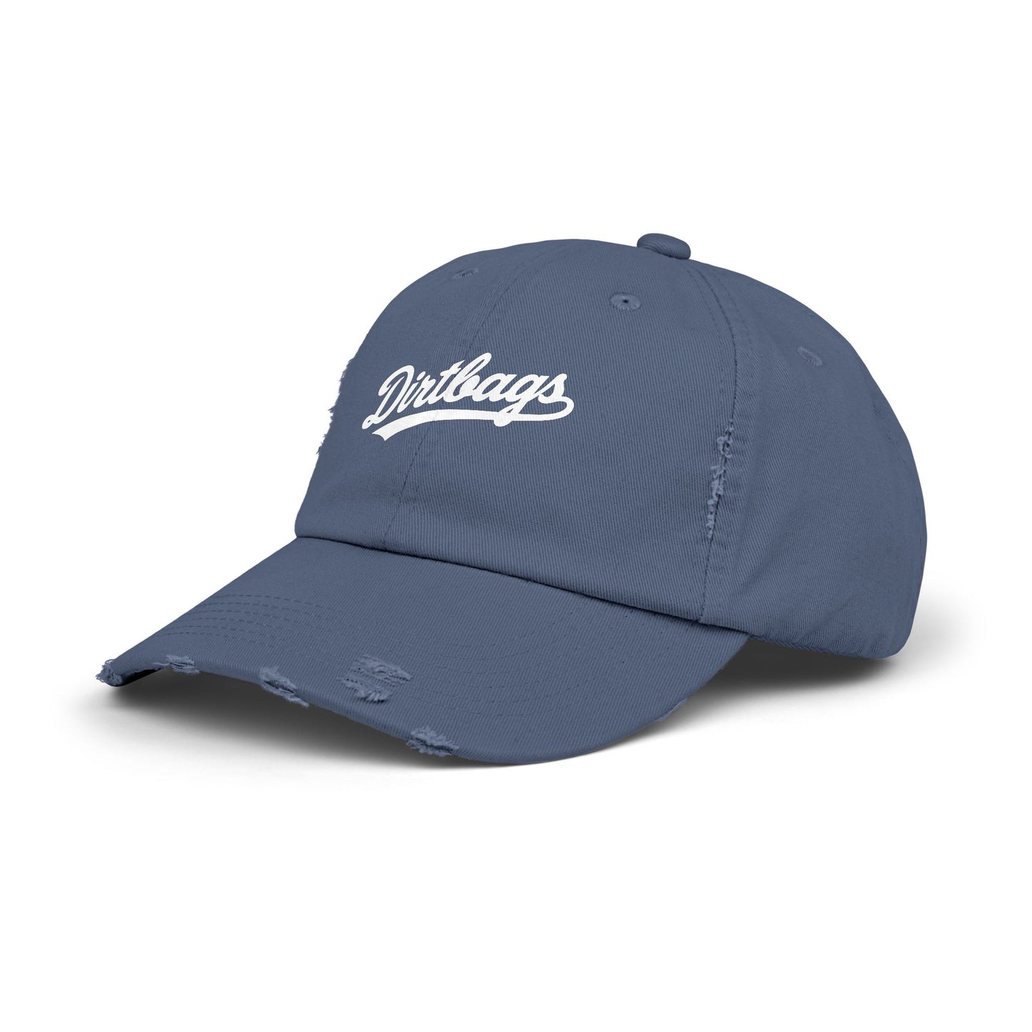 Dirtbags Distressed Baseball Cap — Vintage Script Embroidered Hat Hats Printify