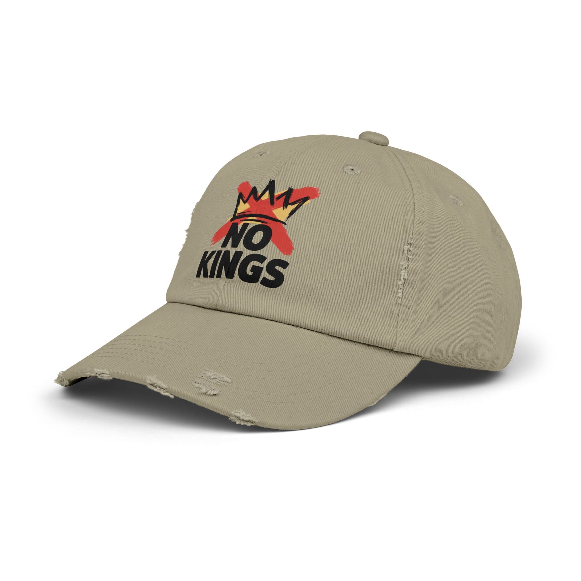 Distressed Black Cap — ‘Kings’ Crown Graphic Dad Hat Hats Printify