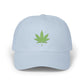 Classic Dad Cap – Embroidered Green Cannabis Leaf Baseball Hat Hats Printify Light Blue One size