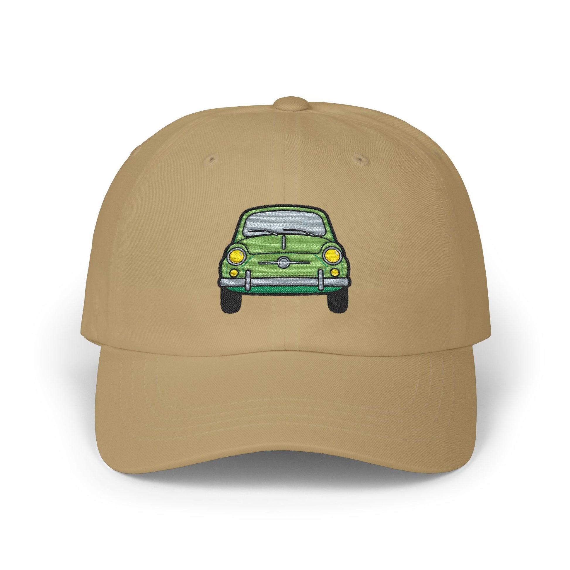 Vintage Green Beetle Dad Cap — Retro Car Baseball Hat Hats Printify Khaki One size