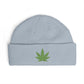 Embroidered Glitter Cannabis Leaf Cuff Beanie Hats Printify One size Powder