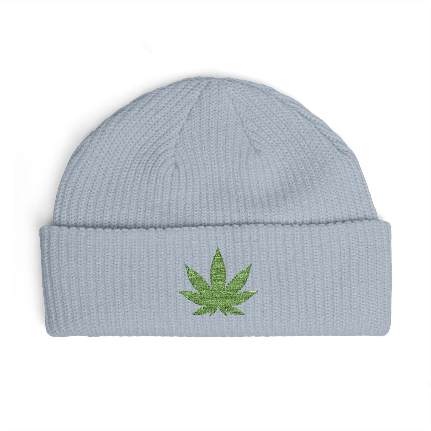 Embroidered Glitter Cannabis Leaf Cuff Beanie Hats Printify One size Powder