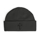 Embroidered Cross Cuff Beanie — Minimal Faith Knit Hat Hats Printify One size Coal
