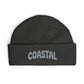 Coastal Cuff Beanie — Knit Winter Hat with 'COASTAL' Embroidered Seaglass Script Hats Printify One size Coal