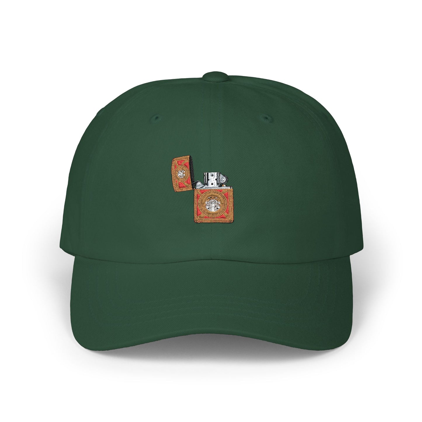 Dad Cap - Floral Lighter Patch Embroidered Baseball Hat Hats Printify Spruce One size
