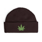 Embroidered Glitter Cannabis Leaf Cuff Beanie Hats Printify One size Plum