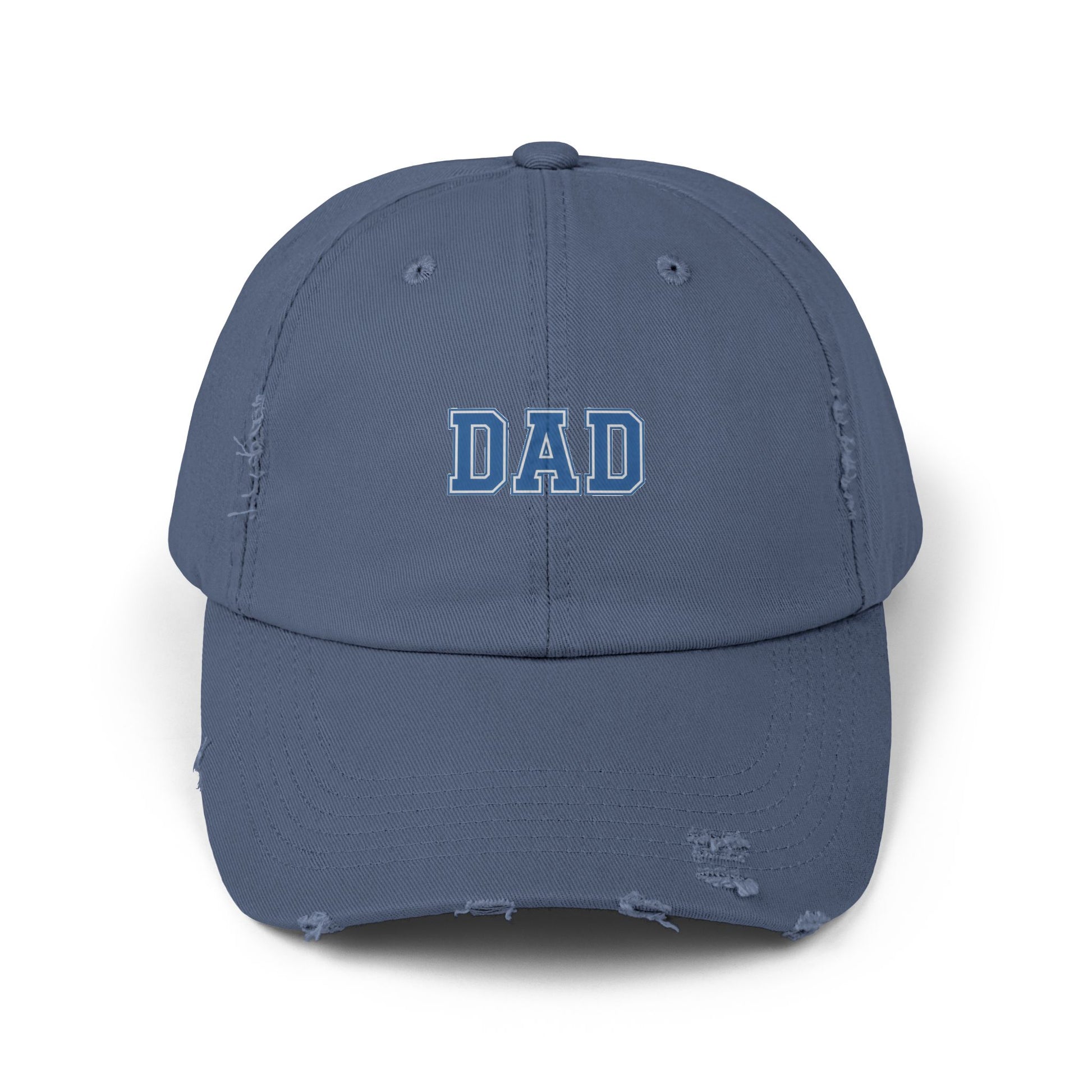 Distressed 'DAD' Baseball Cap - Vintage Dad Hat, Father's Day Gift Hats Printify Scotland Blue One size