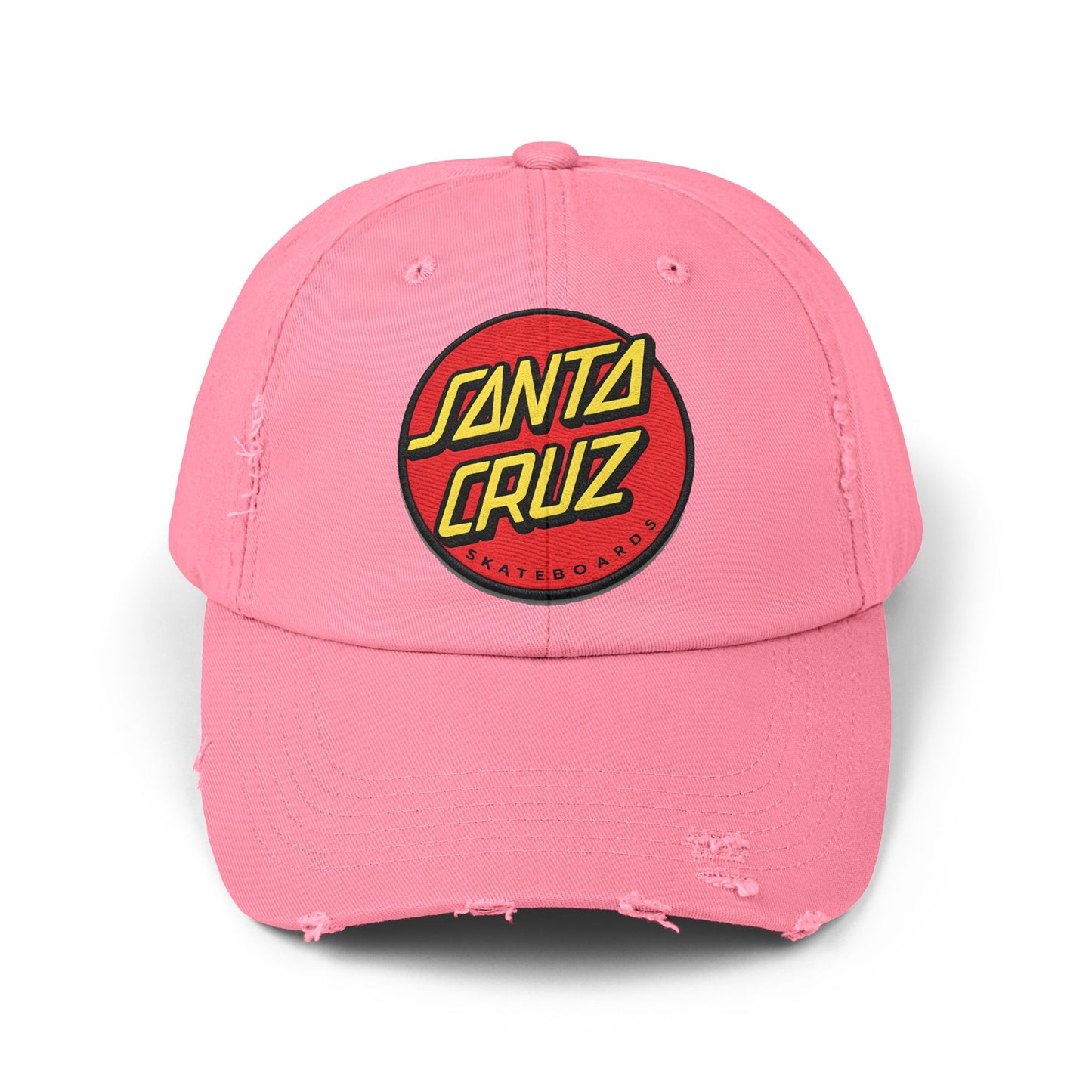 Santa Cruz Logo Distressed Cap – Vintage Skate Dad Hat Hats Printify True Pink One size