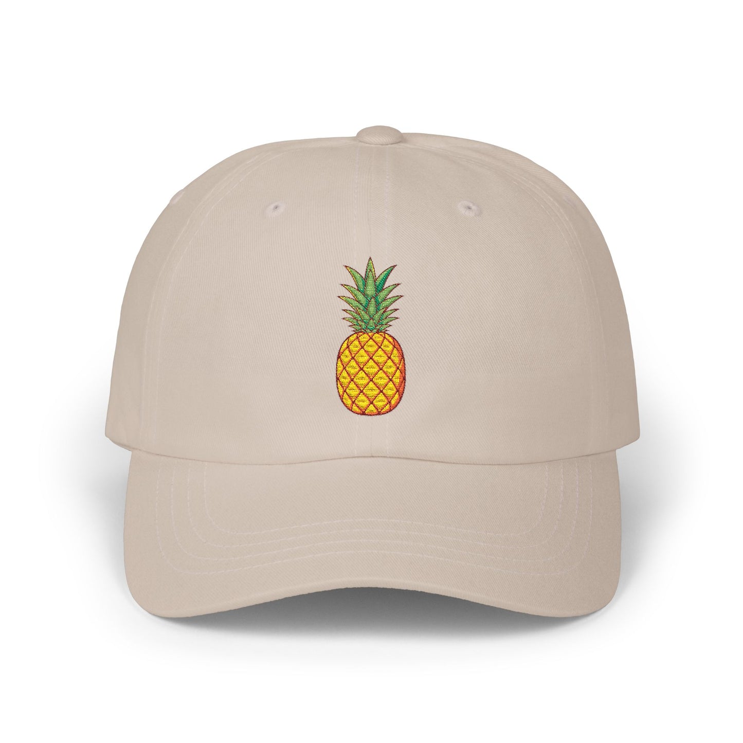 Pineapple Embroidered Dad Cap — Tropical Pineapple Baseball Hat Hats Printify Stone One size