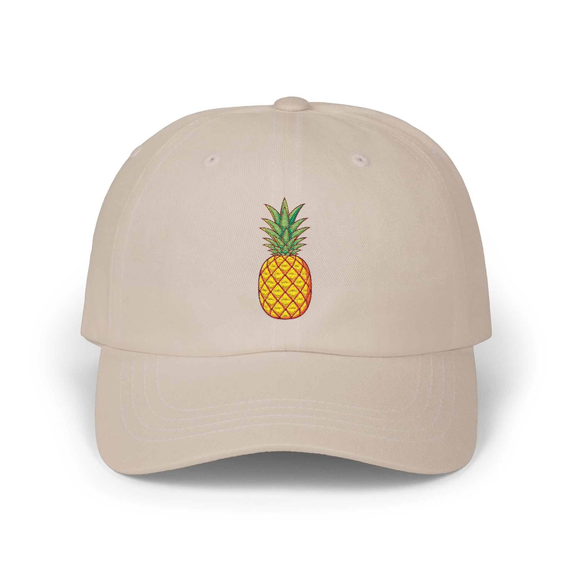 Pineapple Embroidered Dad Cap — Tropical Pineapple Baseball Hat Hats Printify Stone One size