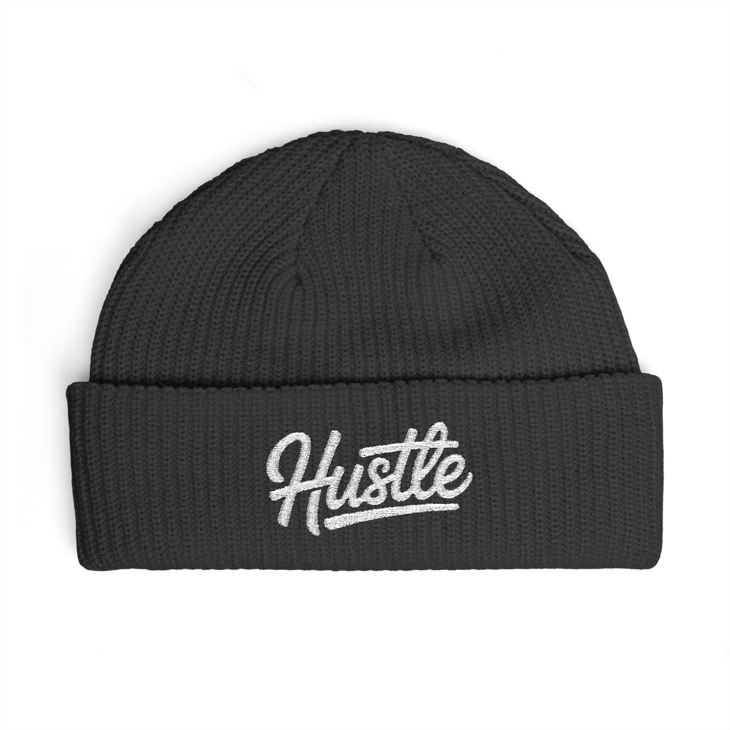 Hustle Cuff Beanie – Embroidered Knit Winter Hat Hats Printify One size Coal