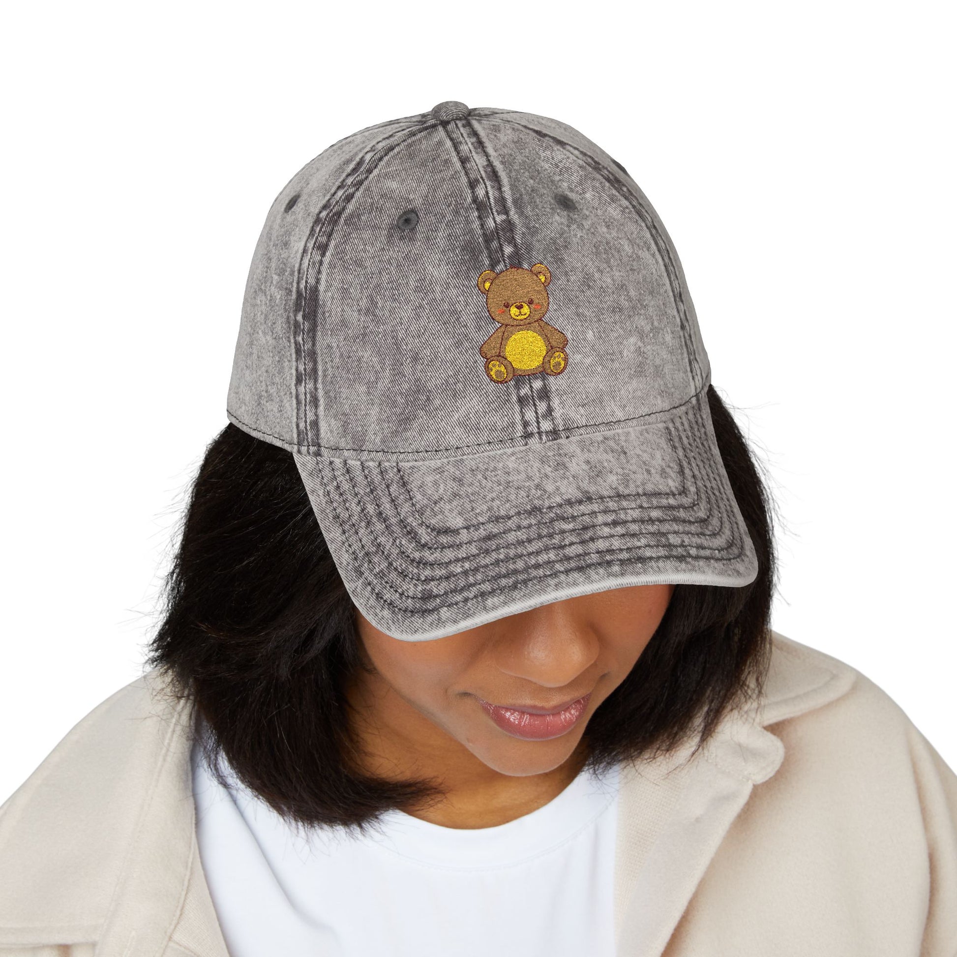 Vintage Embroidered Teddy Bear Cap Hats Printify