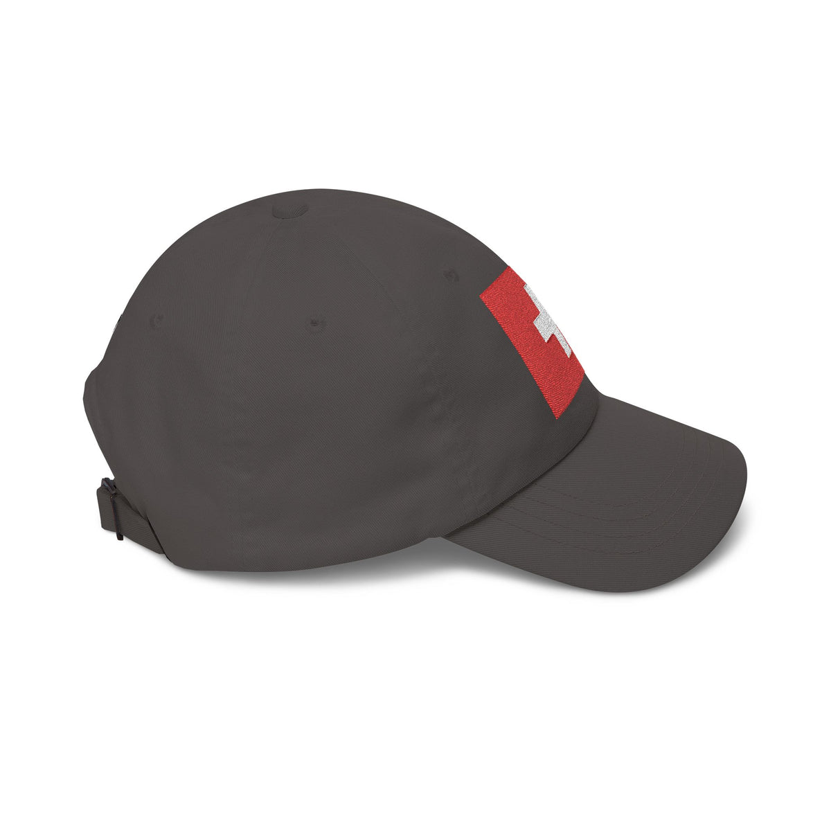 Dad Cap with Swiss Flag Embroidered Patch — Classic White Adjustable Hat