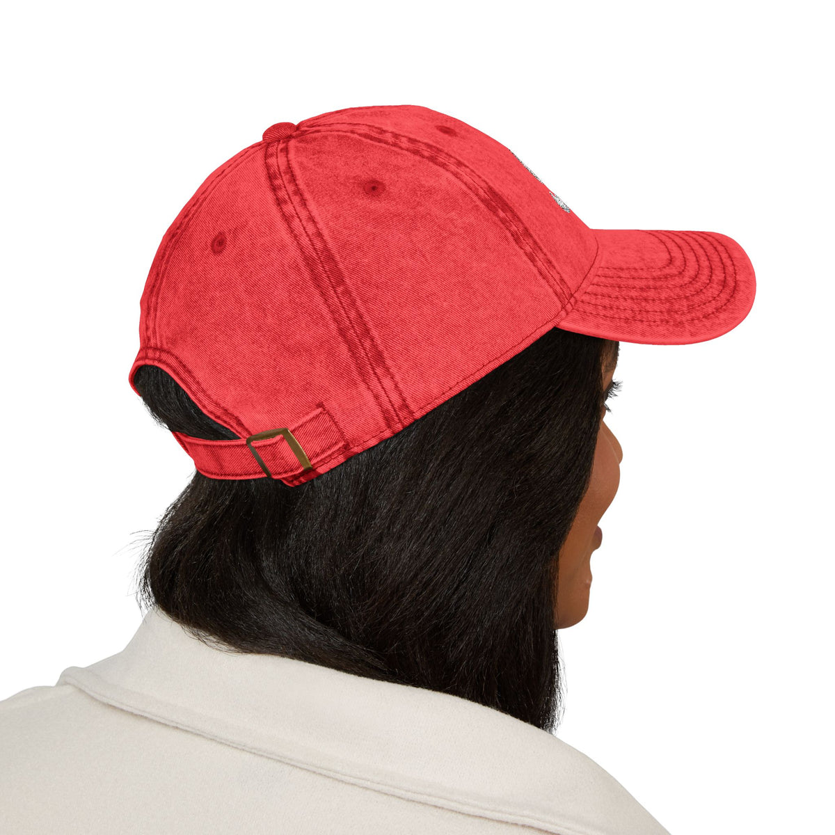 Vintage Embroidered Texas Cap — Distressed Red Baseball Hat Hats Printify
