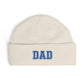 Dad Cuff Beanie — Embroidered Varsity Logo Knit Hat for Fathers, Gift for Dad Hats Printify One size Ecru